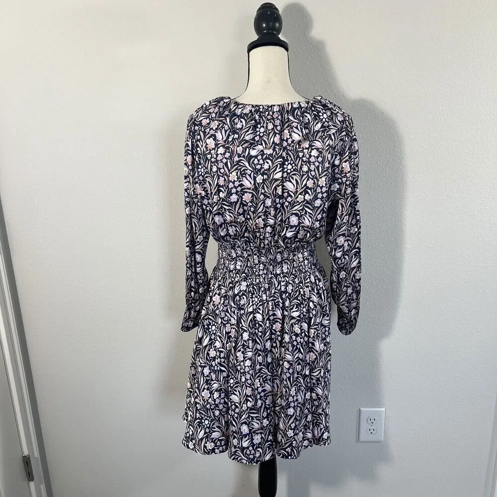 J Crew Gorgeous Ruffle Mini Dress in Floral Fields Print Long Sleeve Sz S - Picture 4 of 6